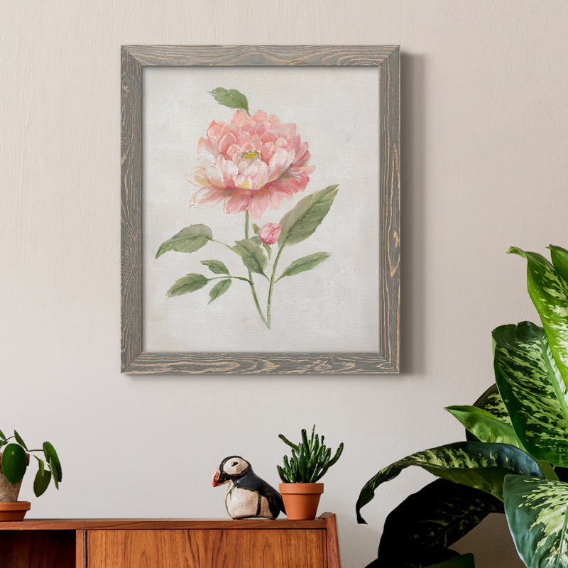 Grandiflora III - Peinture sur toile encadrée, H 20 po x l 17 po x P 1,5 po, gris