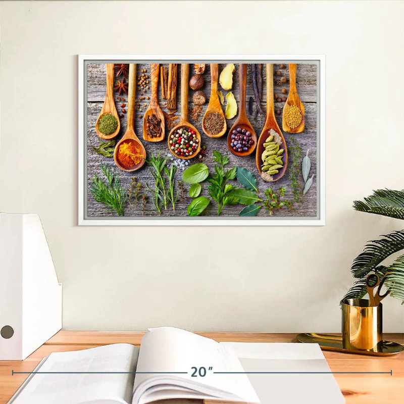 Herbs And Spices, Floating Frame White, 13" X 9"
