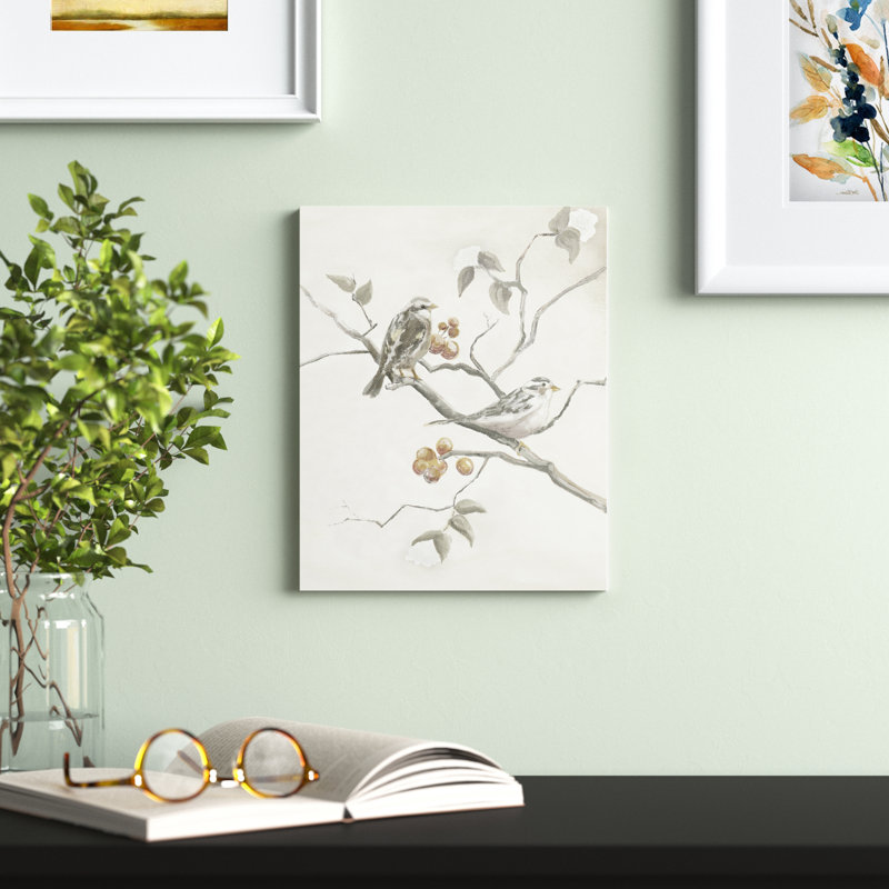 " Birds In Branches II " Painting Print, 12" H x 8" W