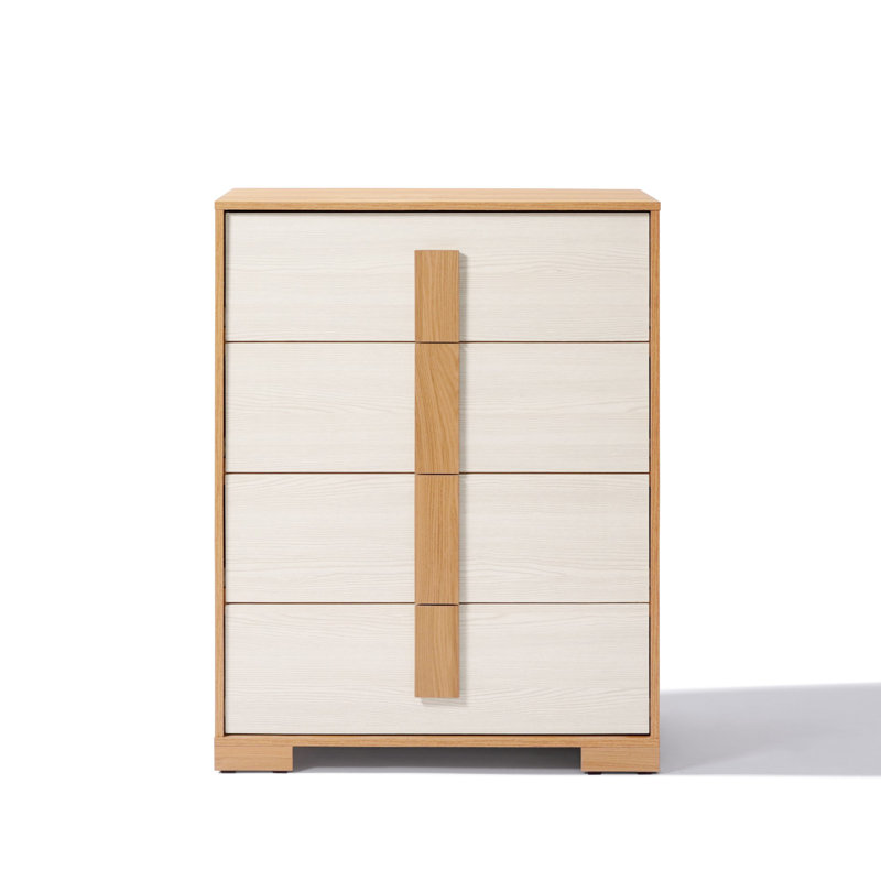 Natural and White 40.9-Inch Tall 4-Drawer Chest
