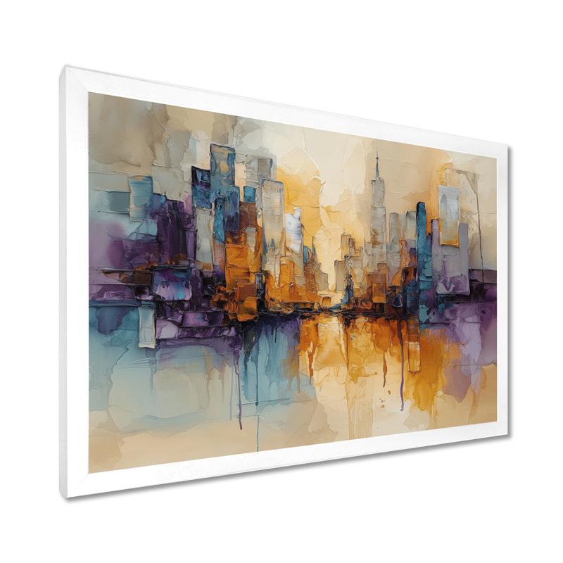 Nyel - Abstract Wall Art, Cadre simple, H 12 po x l 20 po, Blanc