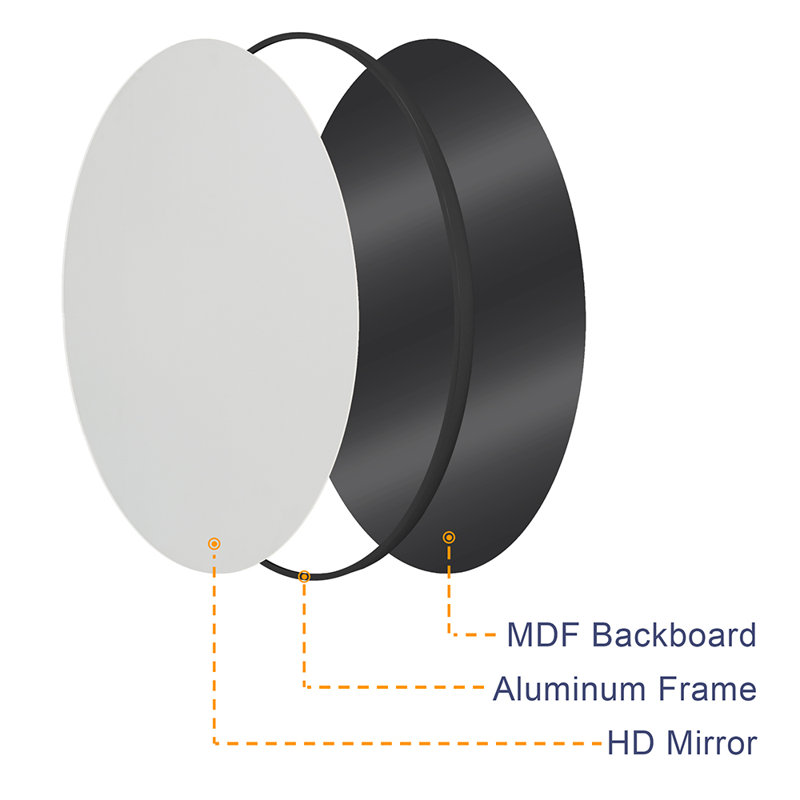 Aluminium Framed Wall Mounted Mirror, Black, 28" x 28"