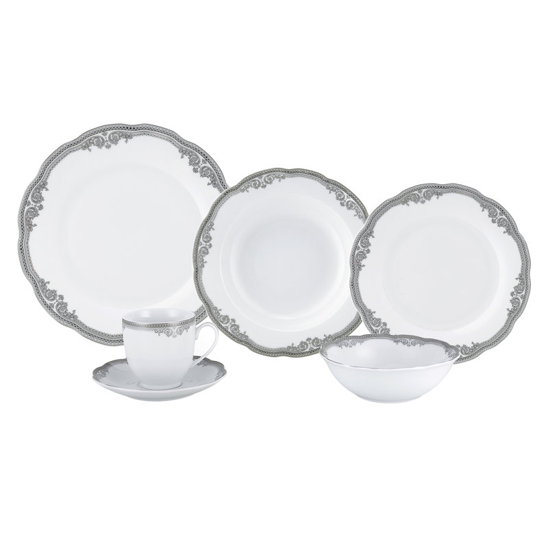 Service de table Lorren Home Trens, Blanc / argenté, 24