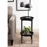 Modern Foldable Tiered Side Table With Removable Magnetic Tray Tabletops And Space-Saving Folding Base