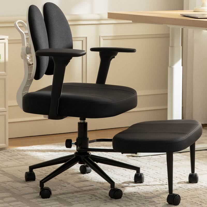 Ergonomic Meditation Chair with Back Support & Foldable Armrests - Adjustable Cross-Legged Office Chair with 360° Swivel Foot Ring, Wheels for Yoga, Home & ADHD Focus, Black