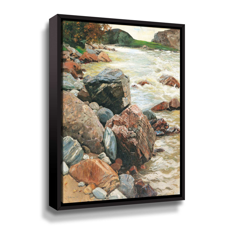 River Rocks - Impression sur toile, Cadre flottant noir, H 32 po x l 24 po x P 2 po