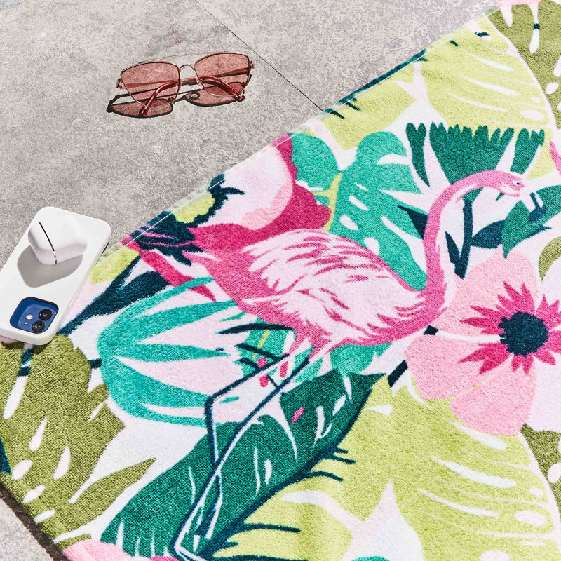 Tropical Flamingo 100% Cotton Beach Towel