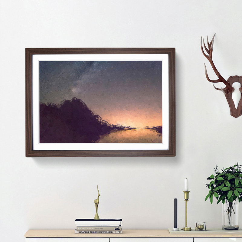 Stars over the Lake in Slovakia - Picture Frame Graphic Art Print, Walnut Framed, 36cm H x 48cm W x 2cm D