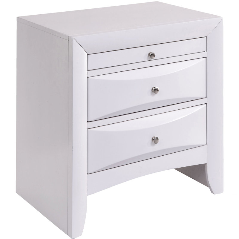 Table de chevet pour chambre à coucher avec 2 tiroirs - Finition blanche pour une touche d'élégance et de fonctionnalité