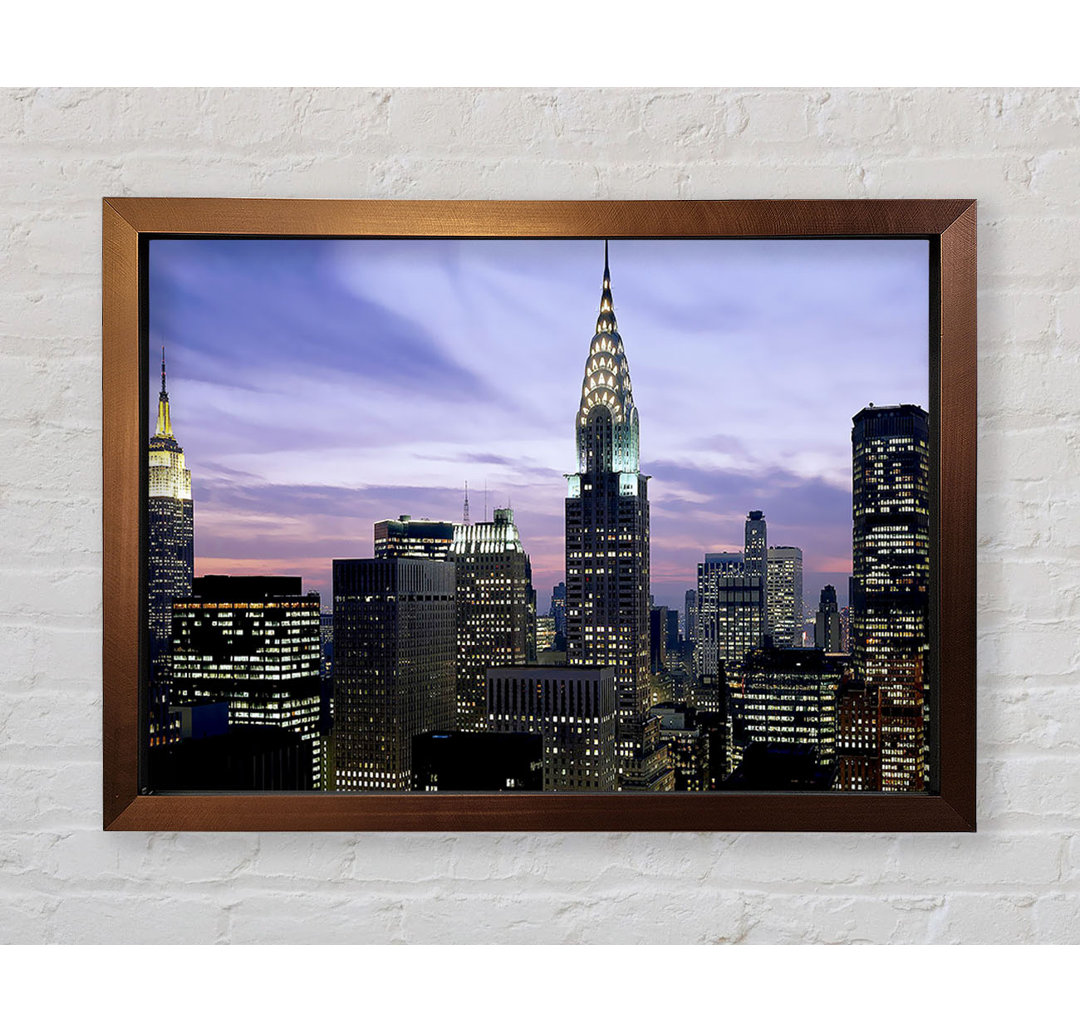 NYC Empire State Building Lilac Sky - Einzelner Bilderrahmen Kunstdrucke