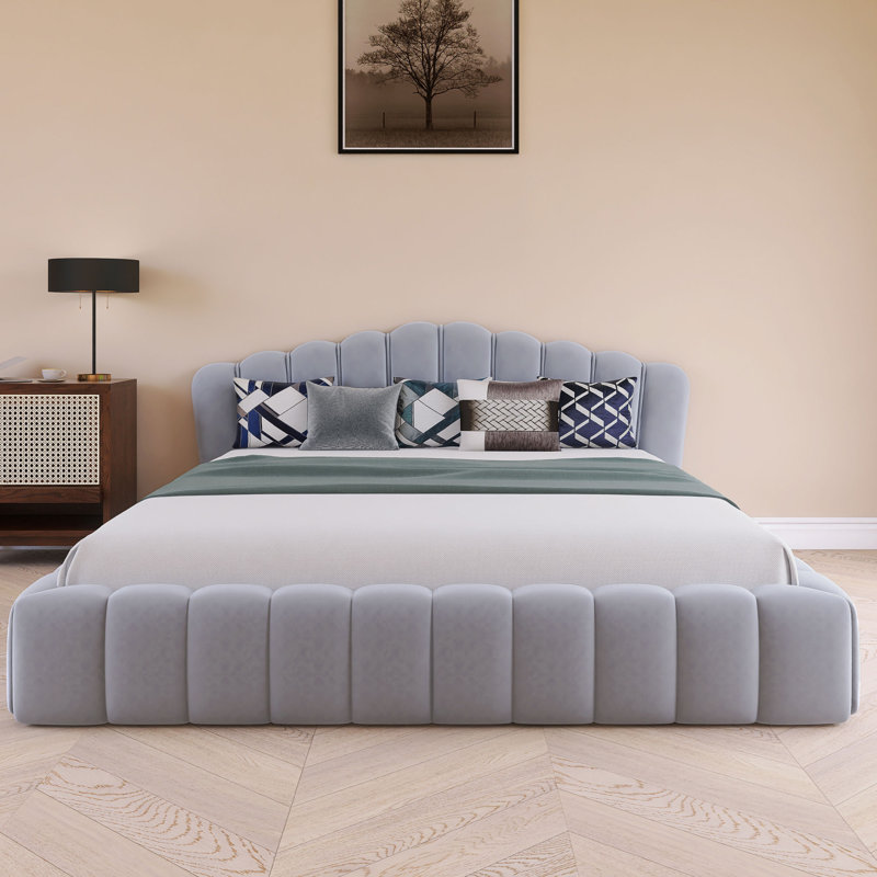 Lit plateforme Wood, Bleu clair