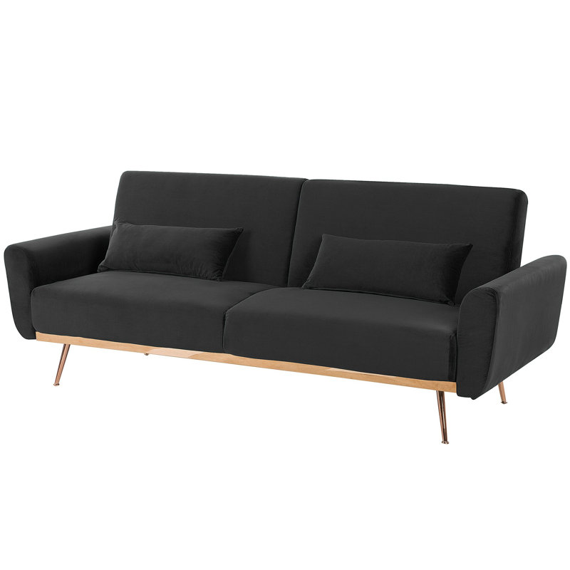 Trenton 3 Seater Velvet Sofa Bed, Black