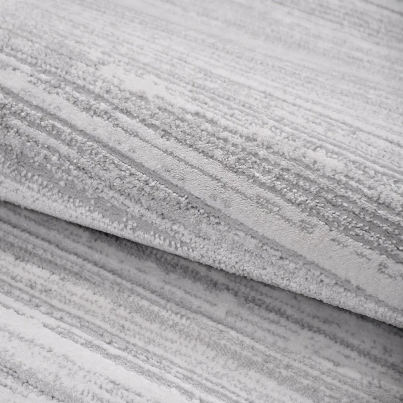Tapis en polypropylène gris moderne Jalura résistant aux taches et facile à nettoyer, 2,6 pi x 10 pi