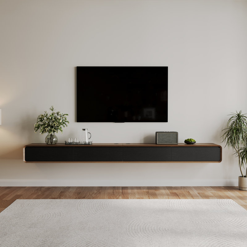 Meuble télé 110 po Minimalist, DarkWood&Black