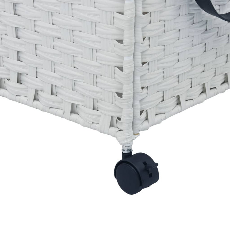  Panier à linge avec roulettes - rotin blanc 23,6 po x 13,8 po x 23,8 po