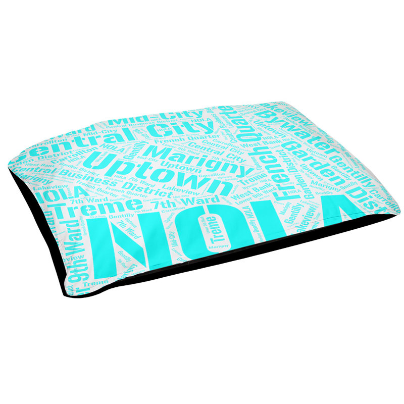 Oreiller rectangulaire designer, Petit L 28 po x l 18 po, Cyan, Nouvelle-Orléans