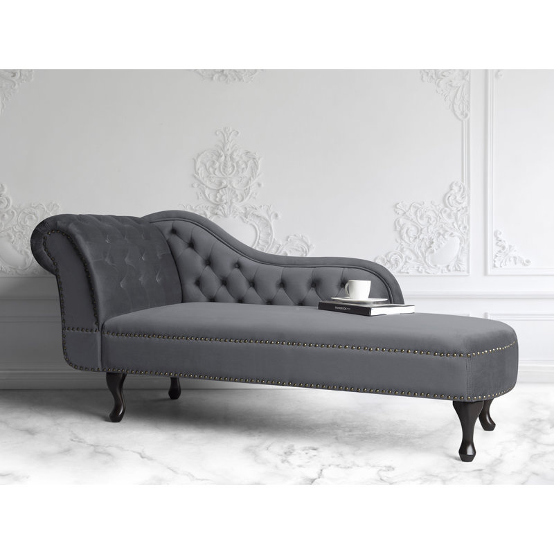 Jeb Velvet Chaise Lounge, Left Hand Facing, Grey