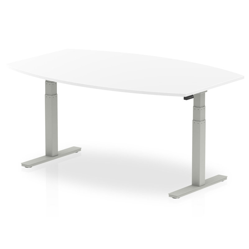 Boat Shaped Conference Table, 131cm H x 180cm W x 120cm D, White/Silver