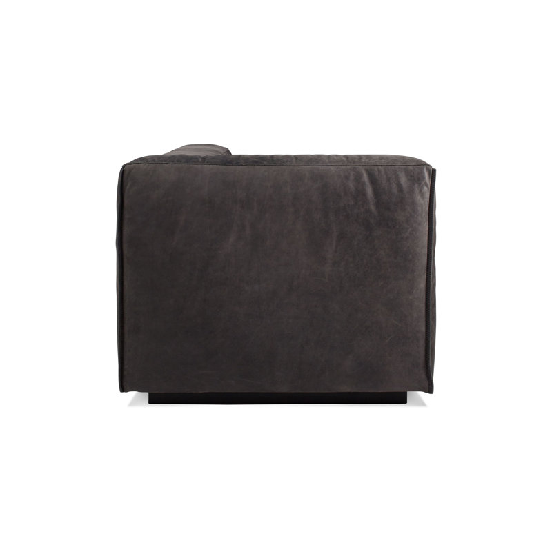 Cleon Chaise Lounge, Slate Genuine Leather, Left Hand Facing