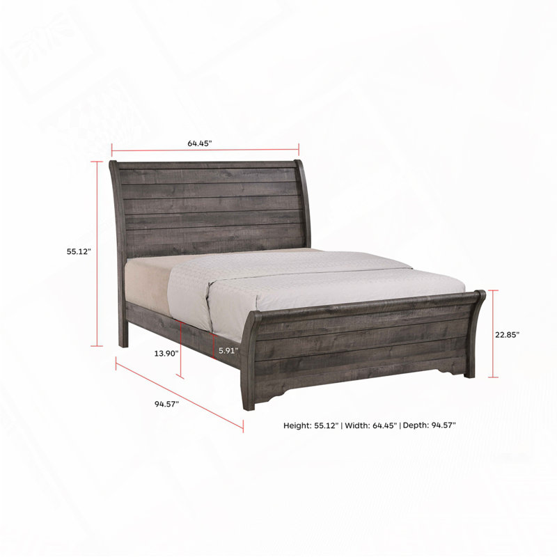 Rustic Wood Platform Bed, Gray