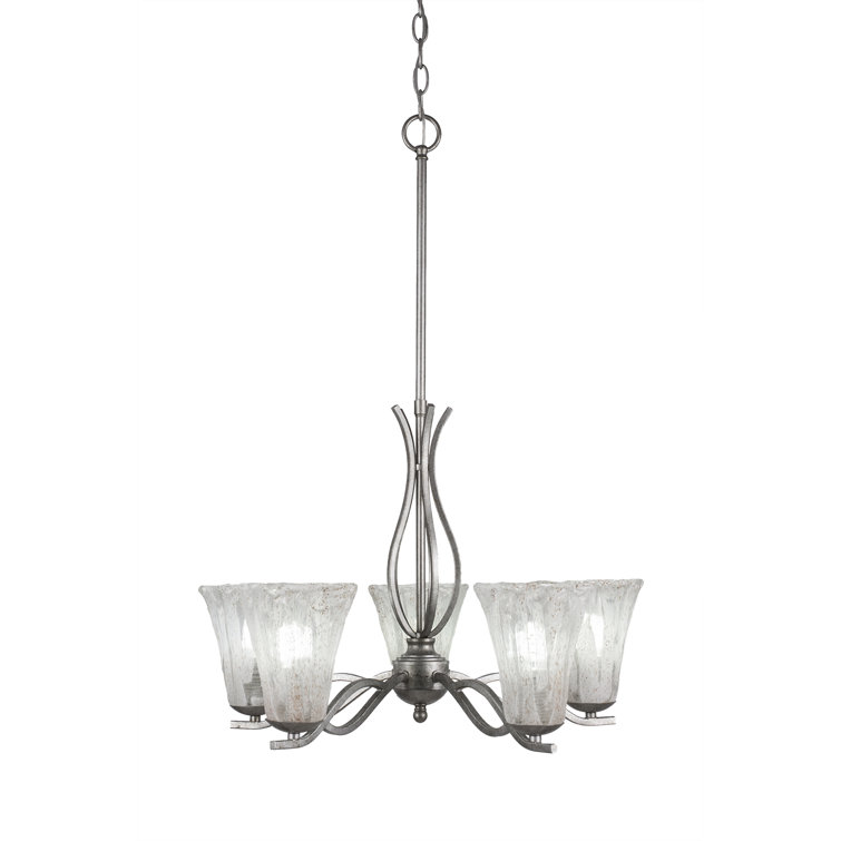 Lustre 5 lumières Hiroko Revo illustré avec verre cannelé italien de 5,5 po