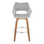 Tabouret de bar à hauteur fixe avec pivot en bois et tissu avec repose-pieds en métal chromé - ensemble de 2-125535798