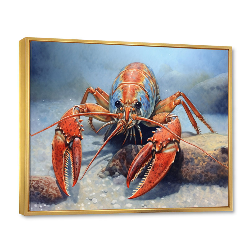 " Freshwater Crayfish I ", Gold Floater Framed, 34" H x 44" W x 1.5" D