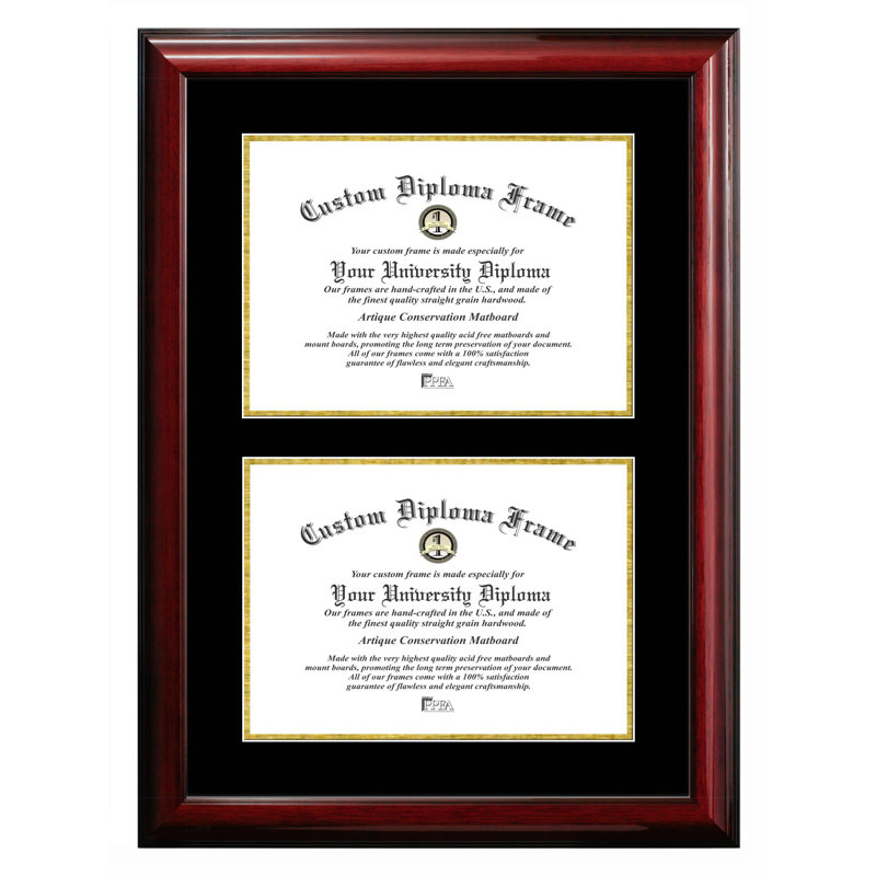 Cadre photo à double degré pour le certificat Traci, Acajou / or, 8 po x 10 po