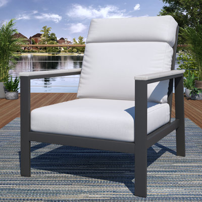Fauteuil club d'extérieur en métal avec coussin Sunbrella Townsend
