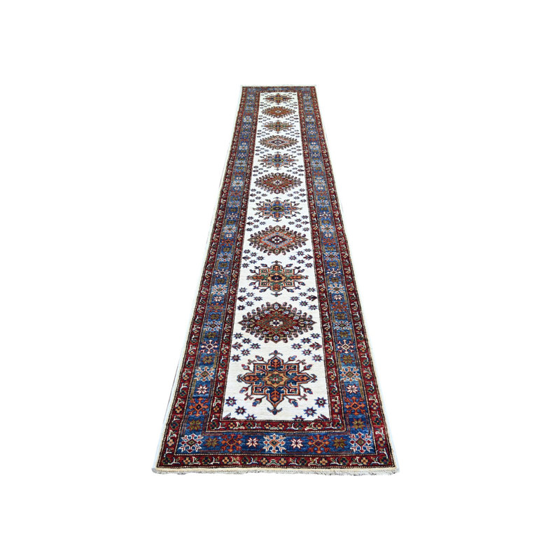 Tapis de couloir ivoire en laine noué à la main 2 pi 7 po x 12 pi 10 po B08A91FC5D384C908E0611ED5F2FD722