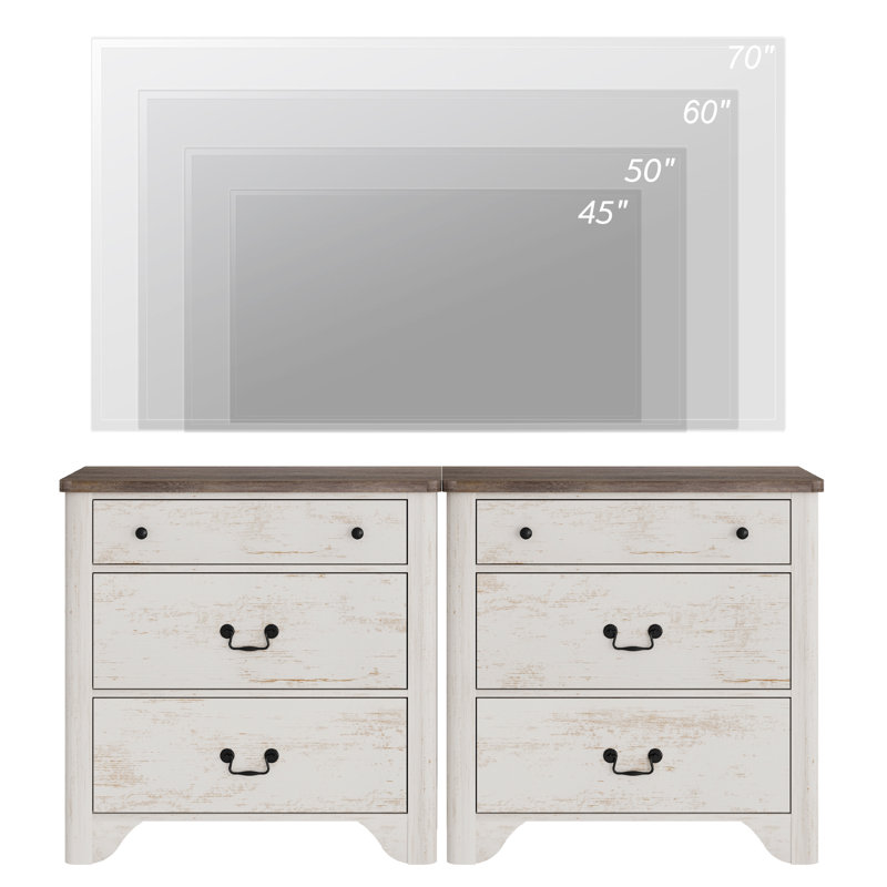 Commode décorative 6 tiroirs. Commode en bois l 63 po, Blanc
