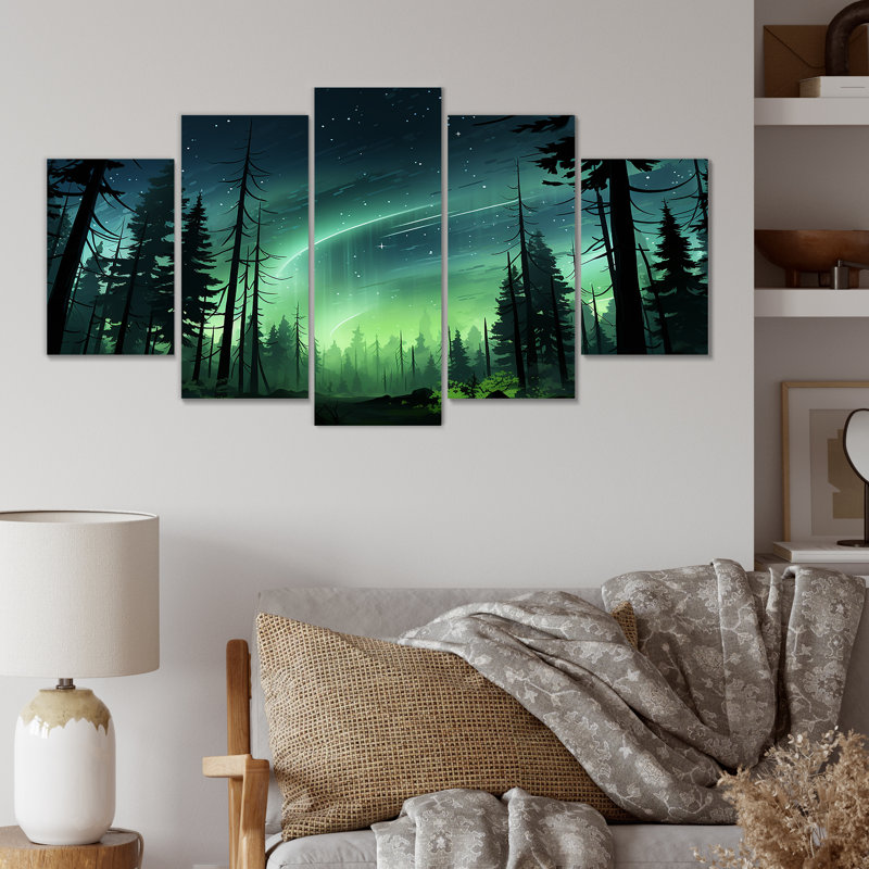 «Canadian Boreal Ballet III - Northern Lights Multipanel», art mural