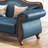 American Country Retro Wood Leather Sofa 64.9'' Leather Loveseat