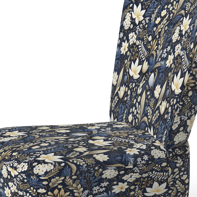 Fish Underwater Elegance Coastal Pattern - Upholstered Scandinavian Side Chair, Botanical Nature Accent Chair