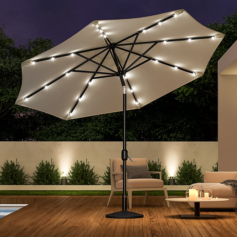 Aiso 3m Traditional Parasol with LED Light, Beige