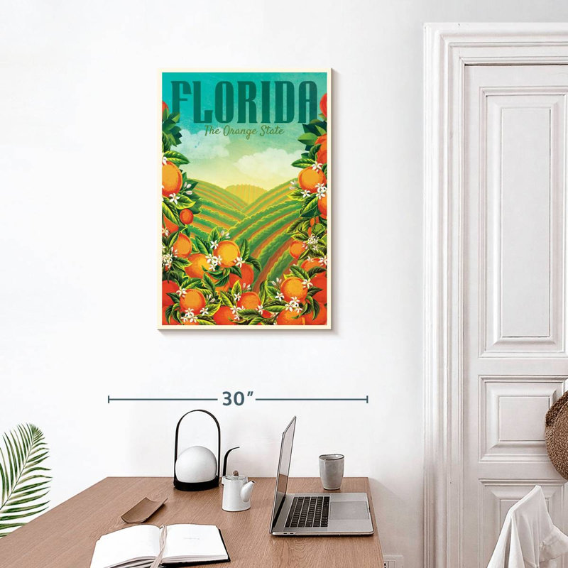 Florida the Orange State - Reproduction sur toile tendue, H 30 po x l 20 po x P 1,25 po