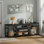 Meuble télé média avec lumières DEL et station de charge, tablettes de rangement, centre de divertissement pour le salon et la chambre à coucher