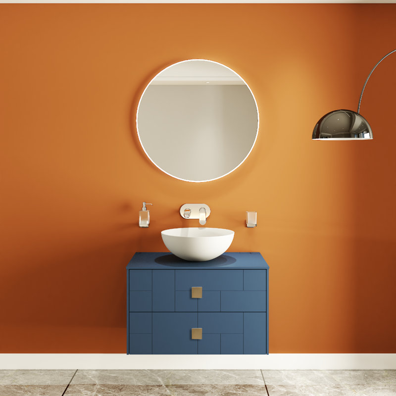 Meuble-lavabo mural avec lavabo Spruha-W_Modern, Bleu mat