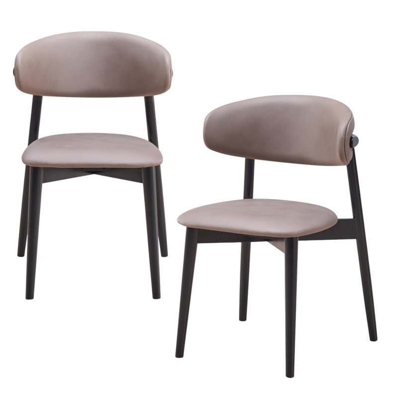 Ensemble de deux chaises d'appoint à dossier ouvert en tissu gris et noir
