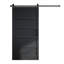Porte de grange coulissante en bois manufacturé à panneaux noirs de 84 po de hauteur avec ensemble de quincaillerie d'installation-129874099