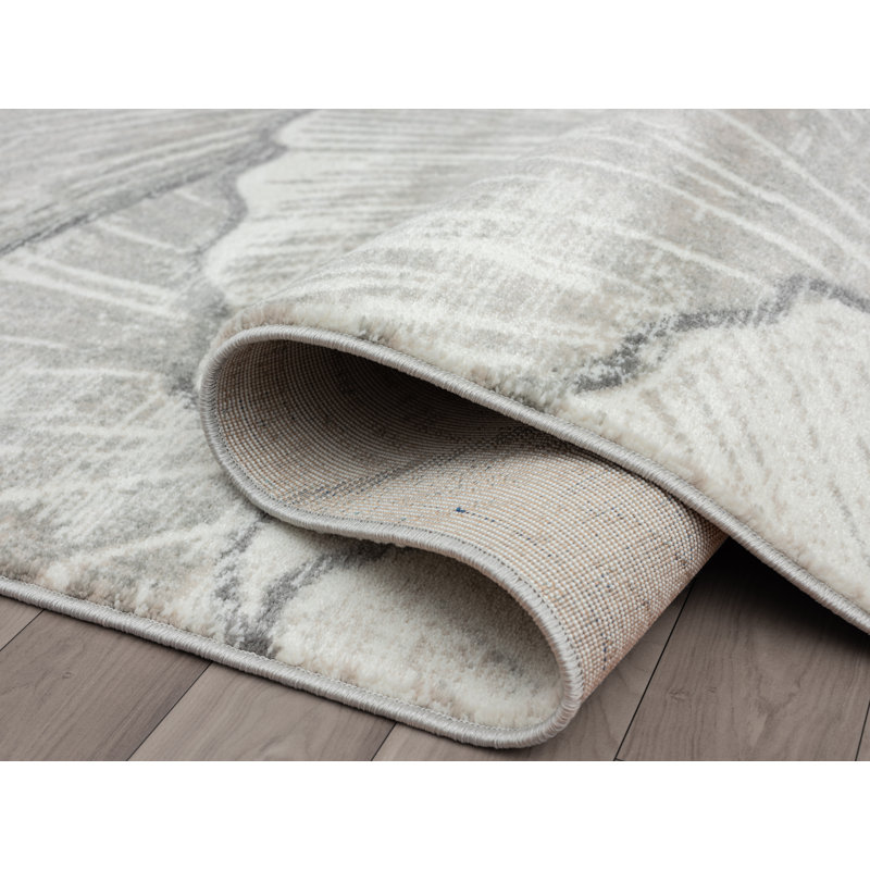 Tapis gris à motif abstrait Bjartur, Rectangle 3 pi x 5 pi