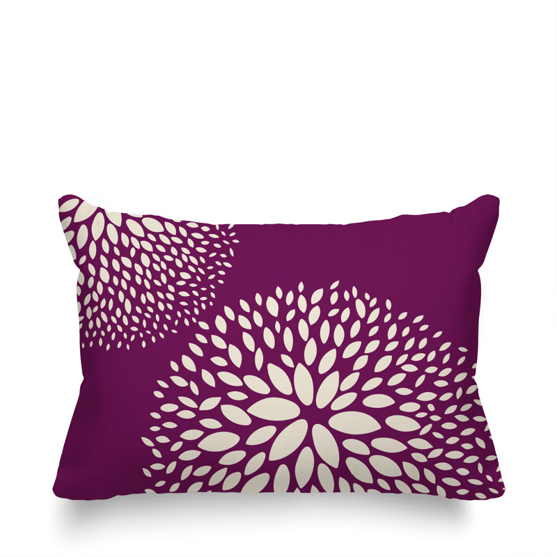 Coussin décoratif intérieur / extérieur en polyester filé floral Bavière, Mauve/crème