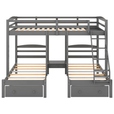 Over & Bunk Bed,Triple Bunk Bed With Drawers by GZMWON