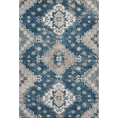 Premium Machine Washable Prisco Navy Rug
