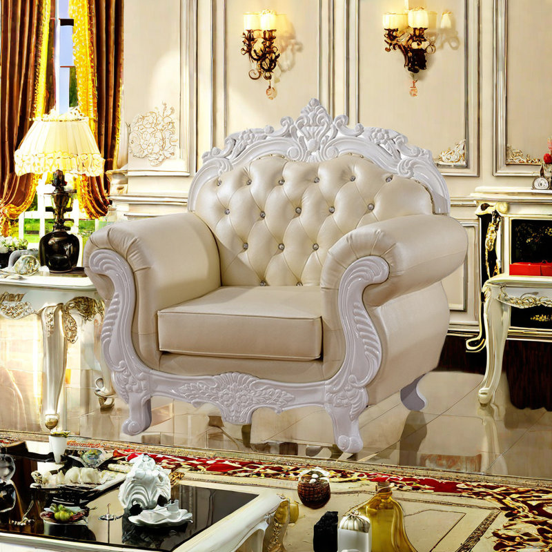 Fauteuil en cuir véritable capitonné de 53 po de largeur European