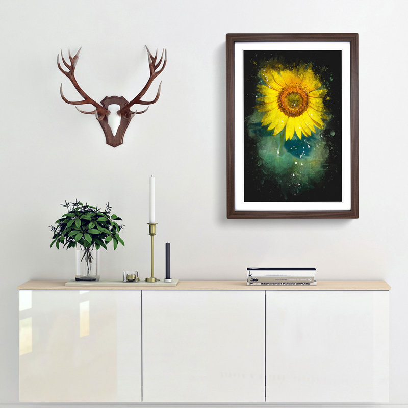 The Sunflower - Framed Print, 33cm H x 24cm W x 2cm D, Walnut Framed