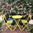 3 Piece Patio Bistro Set Of Foldable Round Table And Chairs, Yellow-416910910