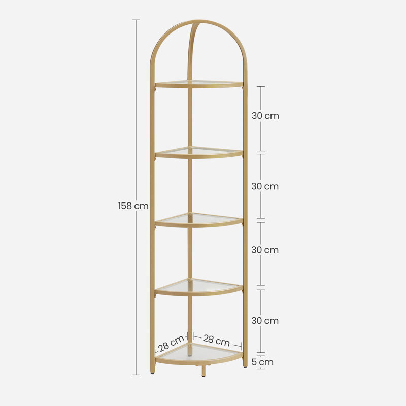 Cotaco Corner Bookcase, Golden/White