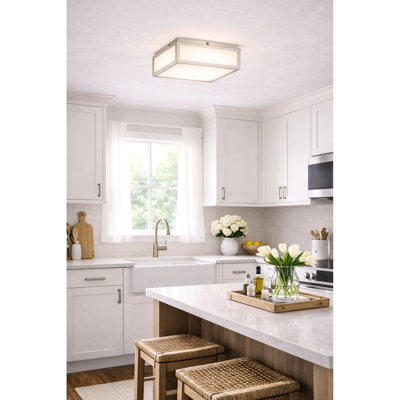 Brushed Nickel 10 - Inches Led Flush Mount Lighting, Energy Smart And Efficient, 1120 Lumens 24W, 3 Color Temperature Options  3000K/4000K/5000K , Dimmable, Etched White Glass Diffuser, Indoor Ready