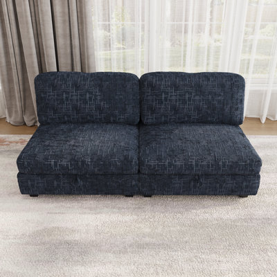 Causeuse 2 places sans accoudoirs avec rangement sous le siège - agrandit votre canapé modulaire